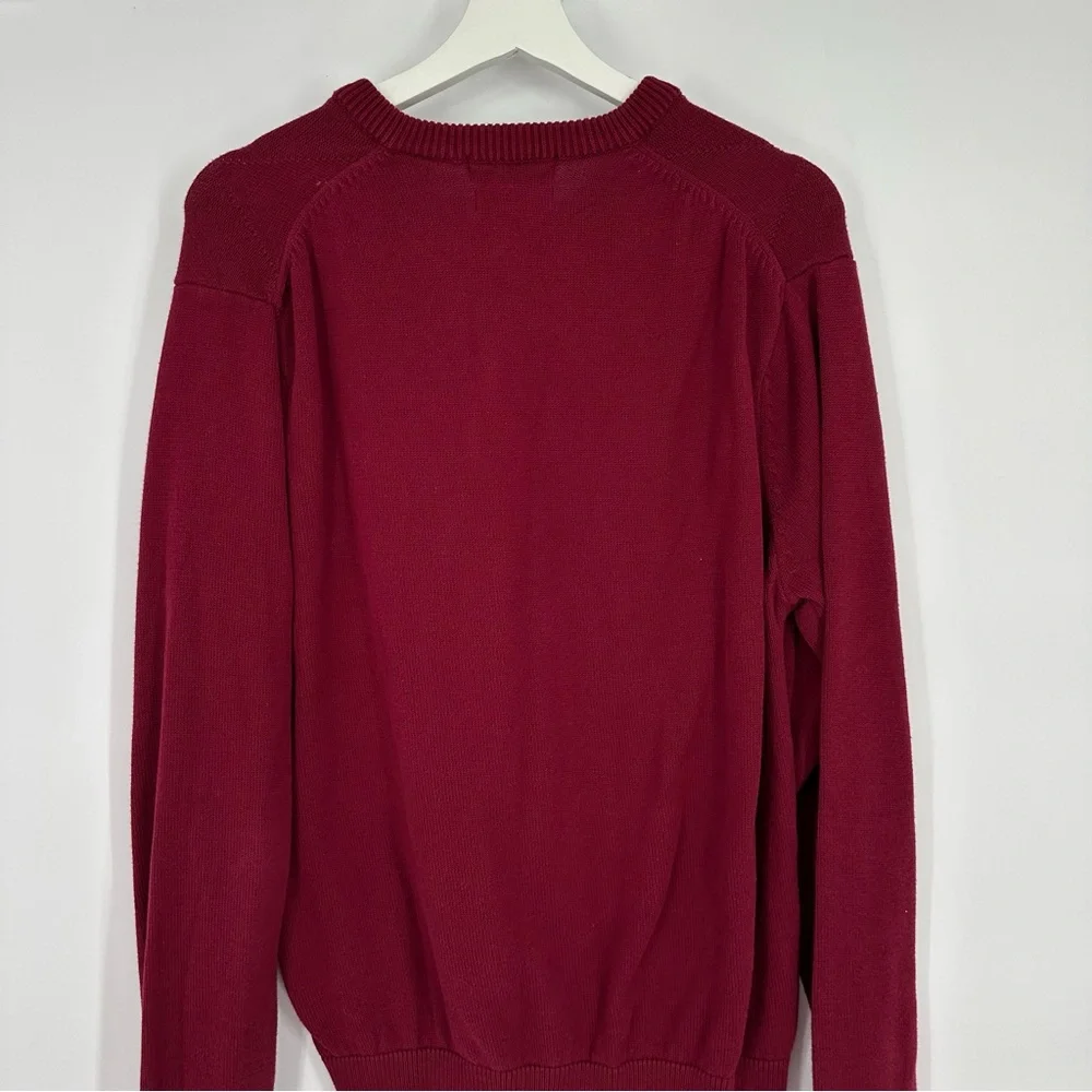Lyle & Scott Red Knit V Neck Sweater Medium Mens